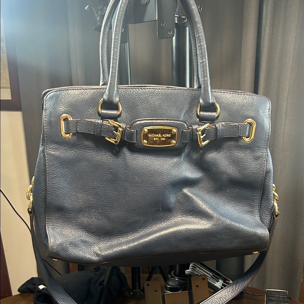 Michael Kors Navy Leather Satchel